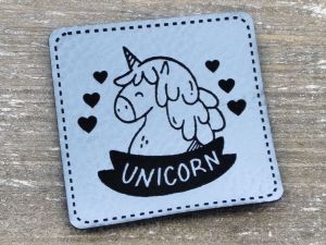 Nahaufnahme von Label Kunstleder KDS - Unicorn - blau