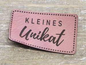 Nahaufnahme von Label Kunstleder KDS - kleines Unikat - mauve