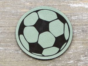 Nahaufnahme von Label Kunstleder KDS - Fußball - mint