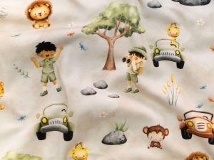Nahaufnahme von Jersey Digitaldruck - Safari - taupe