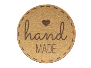 Label aus ökologischem Kunstleder ca. 30 mm - Handmade - naturbraun