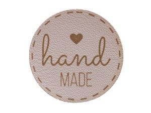 Label aus ökologischem Kunstleder ca. 30 mm - Handmade - beige