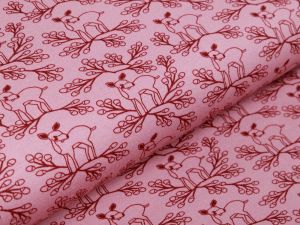 Jersey Swafing Deerberry by Jolijou - Hirsche und Beerenzweige - altrosa