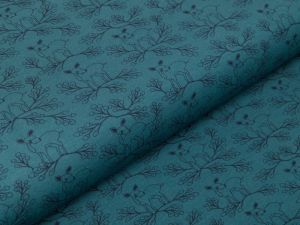 Jersey Swafing Deerberry by Jolijou - Hirsche und Beerenzweige - indigoblau