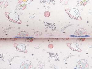 Webware Baumwolle Popeline Digitaldruck Tom And Jerry - Sweat Dreams - rosa