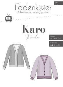 Papier-Schnittmuster Fadenkäfer Karo - Strickjacke - Kinder