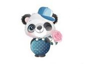 Transfer-Applikation zum Aufbügeln ca. 6,0 cm  x 8,0 cm - Panda mit Cappy 