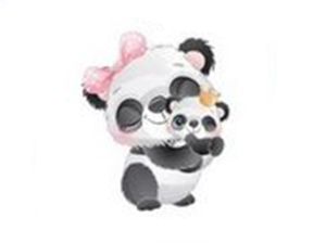 Transfer-Applikation zum Aufbügeln ca. 6,5 cm  x 8,0 cm - Pandamama mit Baby