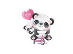 Transfer-Applikation zum Aufbügeln ca. 7,5 cm  x 7,5 cm - Pandageschwister mit Fahrrad