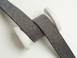 Breites Gummiband mit Glitzer 25mm schwarz