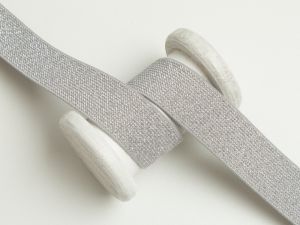 Breites Gummiband mit Glitzer 25mm silbergrau