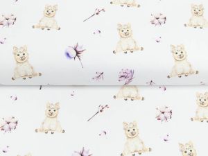 Webware Baumwolle Popeline Digitaldruck Mix Bloom Snoozy - knuddelige Lämmchen - weiß