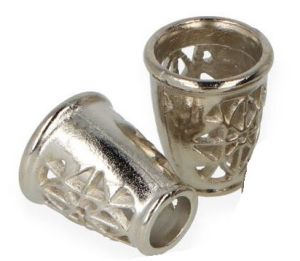 2 Kordelenden - 12 x 10 mm - für Kordeln mit max. 4 mm Durchmesser - silberfarben