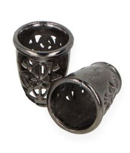 2 Kordelenden - 12 x 10 mm - für Kordeln mit max. 4 mm Durchmesser - grafit