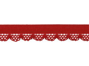 Elastisches Gummiband 12 mm - Spitzenborde - tomatenrot