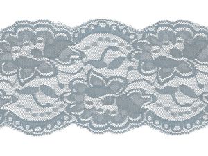 Elastische Spitze 100 mm - Blumen - taubenblau