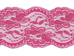 Elastische Spitze 100 mm - Blumen - fuchsia