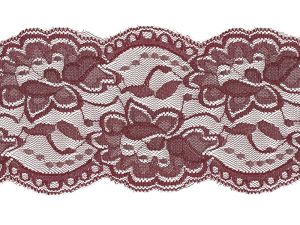 Elastische Spitze 100 mm - Blumen - bordeaux
