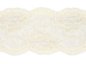 Elastische Spitze 100 mm - Blumen - wollweiß