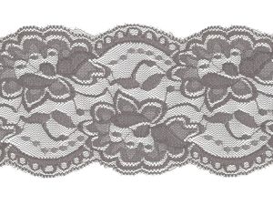 Elastische Spitze 100 mm - Blumen - grau