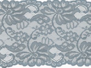 Elastische Spitze 150 mm - Blumen - taubenblau