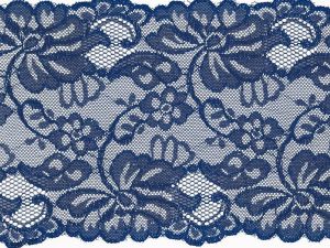 Elastische Spitze 150 mm - Blumen - kobaltblau