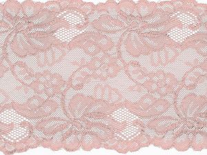 Elastische Spitze 150 mm - Blumen - babyrosa