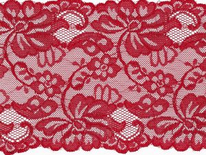 Elastische Spitze 150 mm - Blumen - tomatenrot