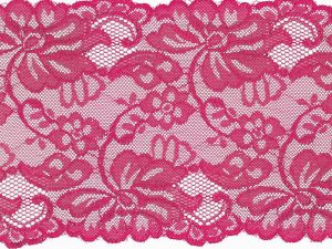 Elastische Spitze 150 mm - Blumen - fuchsia