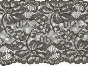 Elastische Spitze 150 mm - Blumen - olive