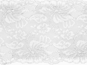 Elastische Spitze 150 mm - Blumen - weiß
