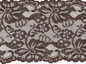 Elastische Spitze 150 mm - Blumen - braun