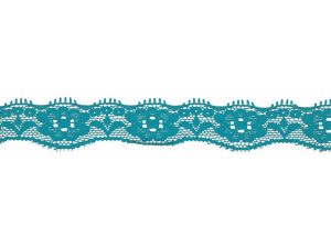 Elastische Spitze 20 mm - Blumen - türkis