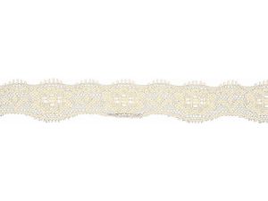 Elastische Spitze 20 mm - Blumen - wollweiß