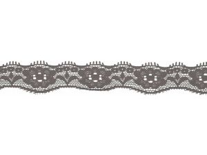 Elastische Spitze 20 mm - Blumen - grau