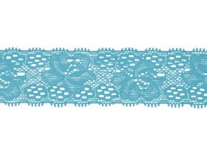 Elastische Spitze 30 mm - Blumen - türkis
