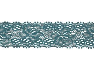 Elastische Spitze 30 mm - Blumen - petrol