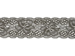Elastische Spitze 30 mm - Blumen - olive