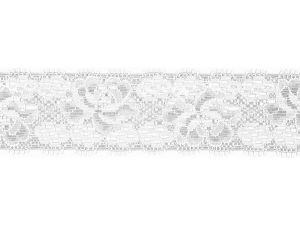 Elastische Spitze 30 mm - Blumen - weiß