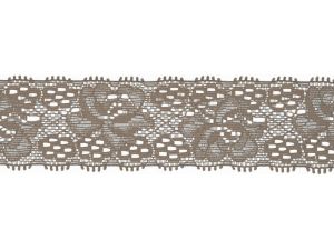 Elastische Spitze 30 mm - Blumen - taupe