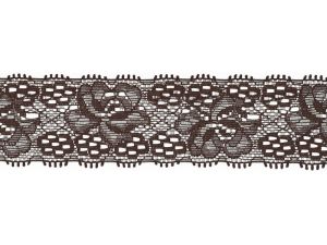 Elastische Spitze 30 mm - Blumen - braun