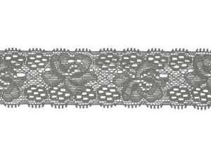 Elastische Spitze 30 mm - Blumen - grau