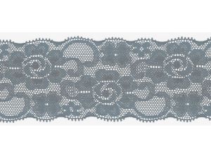 Elastische Spitze 50 mm - Blumen - taubenblau