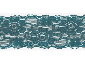 Elastische Spitze 50 mm - Blumen - petrol