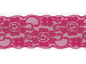 Elastische Spitze 50 mm - Blumen - fuchsia