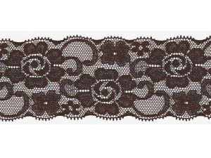 Elastische Spitze 50 mm - Blumen - braun