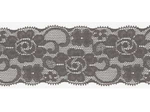 Elastische Spitze 50 mm - Blumen - grau