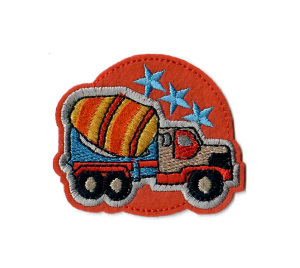 Stick - Applikation zum Aufbügeln ca. 6,5 cm x 5,5 cm - roter Betonmischer - rot