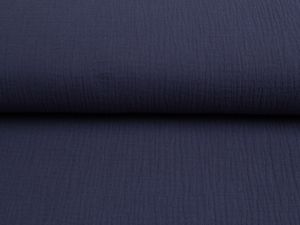 Baumwoll Musselin Double Gauze uni navy