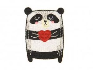 Applikation zum Aufbügeln - kissenförmiger Panda - schwarz/weiß